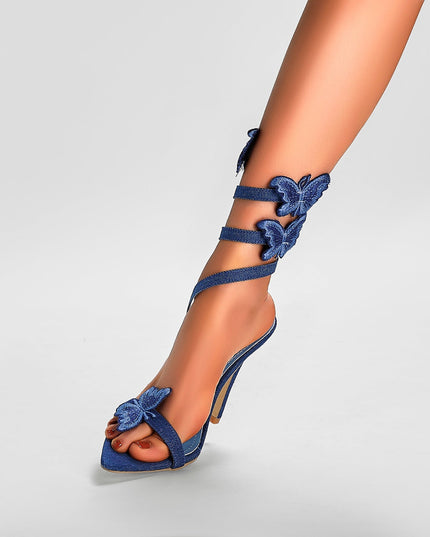 Sweet Butterfly Navy Blue Sandals with Detachable Straps-2