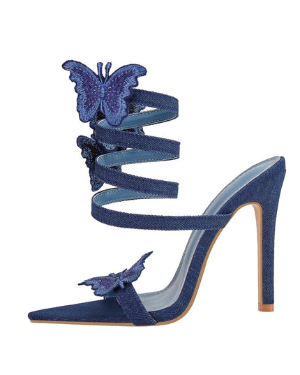Sweet Butterfly Navy Blue Sandals with Detachable Straps-3