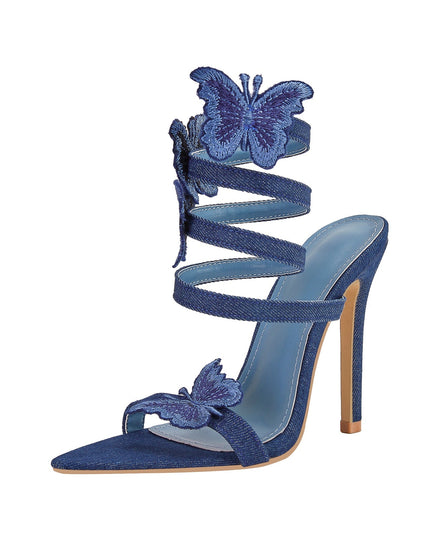 Sweet Butterfly Navy Blue Sandals with Detachable Straps-4