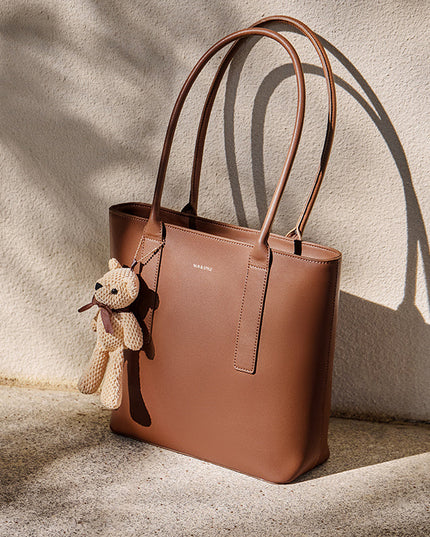 Teddy Bear Charm Brown Shoulder Tote Bag-1