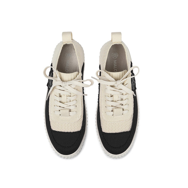 Versatile Round Toe Thick Soled Casual Sneakers-3