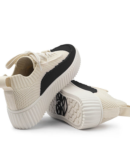 Versatile Round Toe Thick Soled Casual Sneakers-4