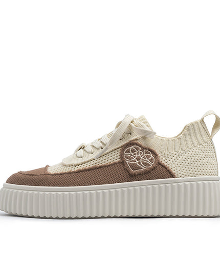 Versatile Round Toe Thick Soled Casual Sneakers-7