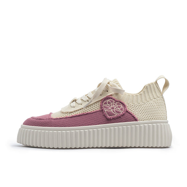 Versatile Round Toe Thick Soled Casual Sneakers-9