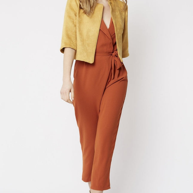 Yellow Faux Suede Jacket-4