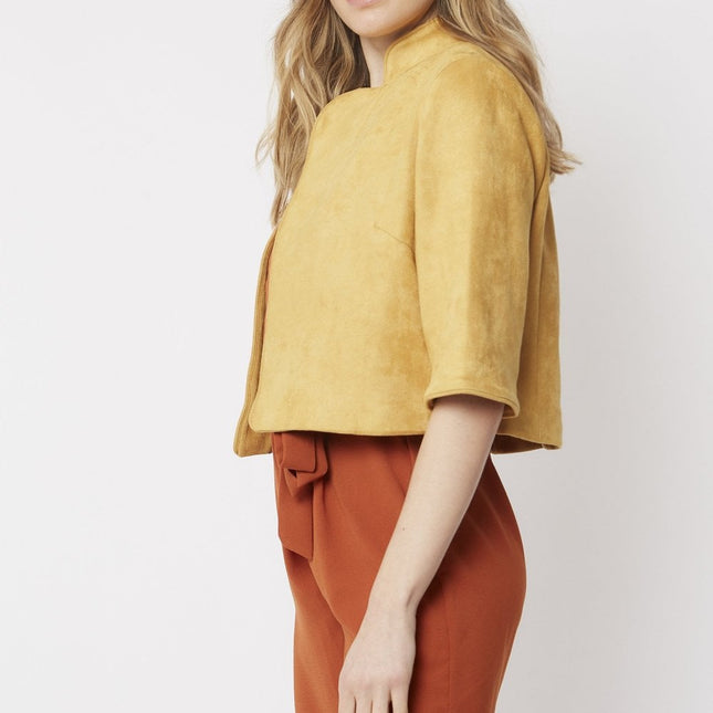 Yellow Faux Suede Jacket-2
