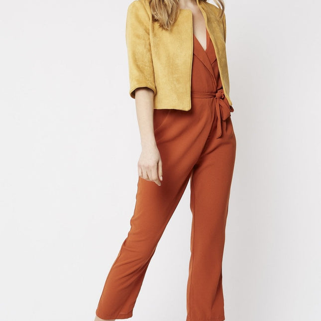 Yellow Faux Suede Jacket-0